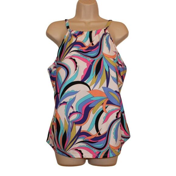 Island Escape Women's Multicolor Swim Top Size Large – Bright, Breezy, and Fun - Picture 1 of 6